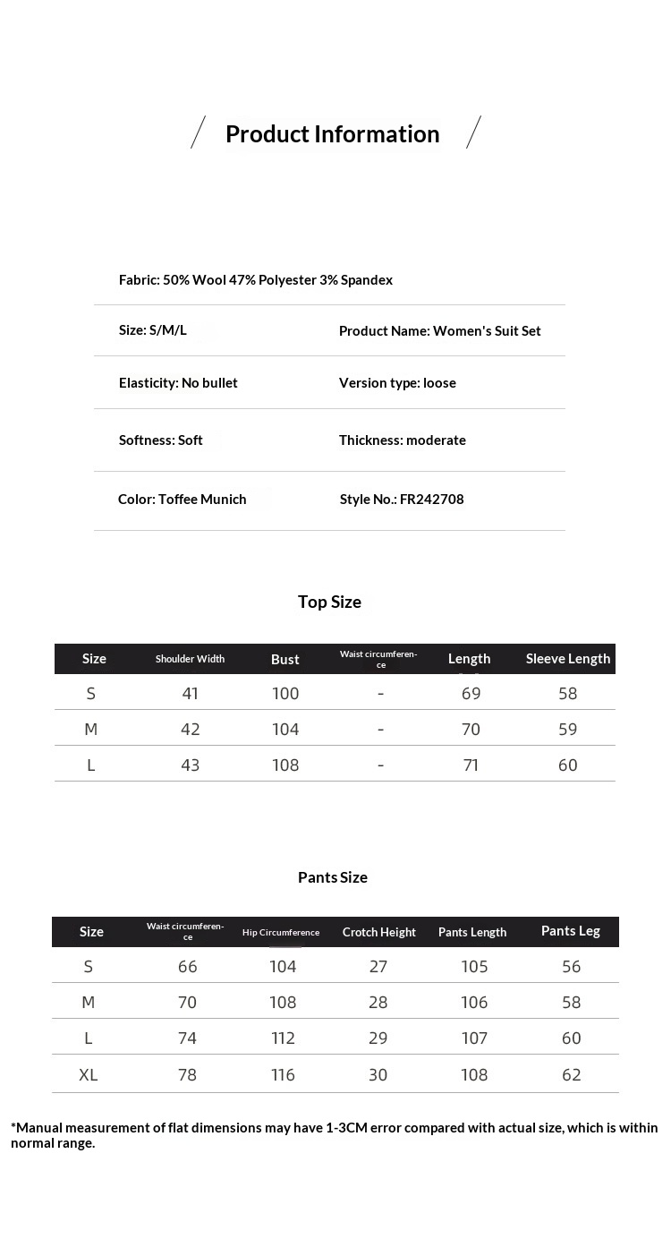 Completo da donna in lana ChicShe, due pezzi, professionale, elegante, con pantaloni a gamba dritta e larga, blazer piccolo_voghion.com