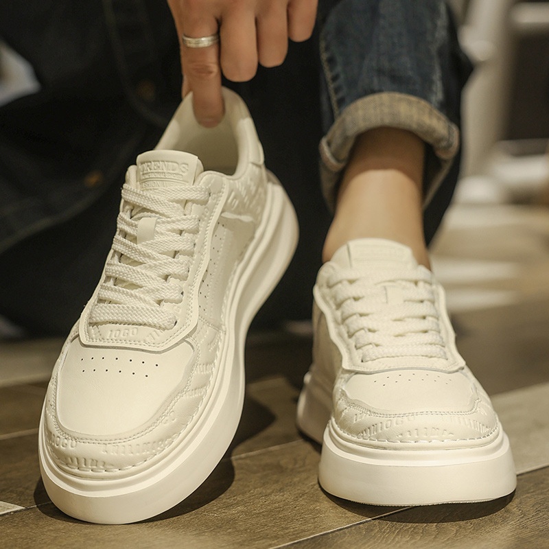 Glide European Suit British Style Thick-Soled White Autumn Breathable Thin Non-Slip Men's Trendy Shoes_voghion.com