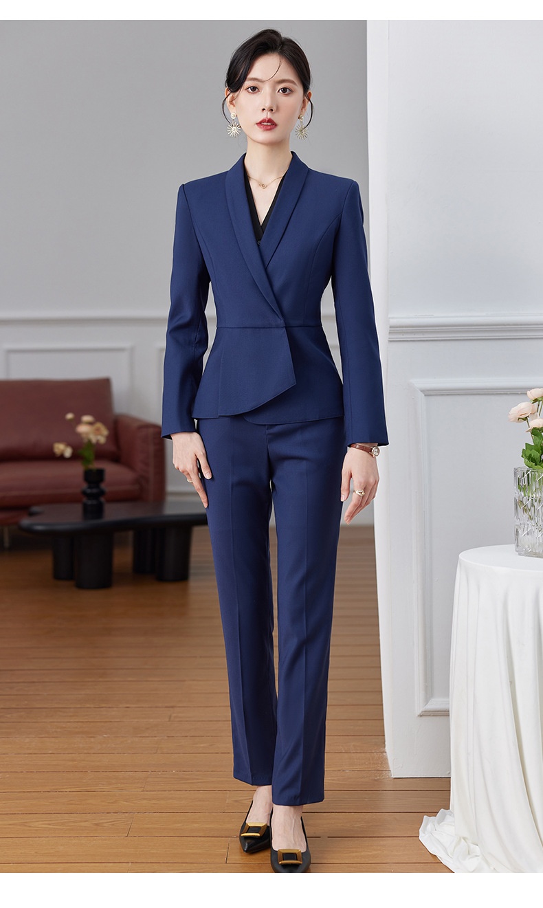 Completo professionale grigio ChicShe per donna, abbigliamento formale autunnale di alta gamma per receptionist di hotel, completo da lavoro per gioielleria_voghion.com