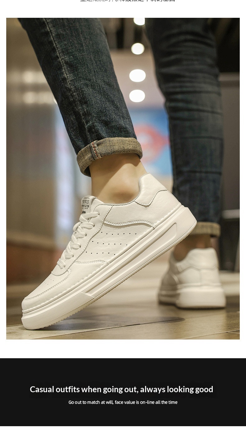 Glide Men's 2025 New Spring Versatile Breathable Leather Casual White Sneakers Non-Slip Youth Sports Trend Shoes_voghion.com