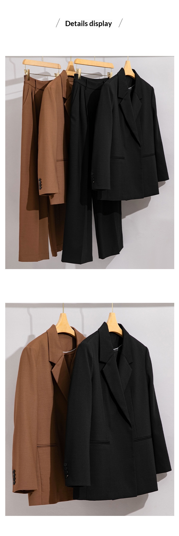 Completo da donna in lana ChicShe, due pezzi, professionale, elegante, con pantaloni a gamba dritta e larga, blazer piccolo_voghion.com