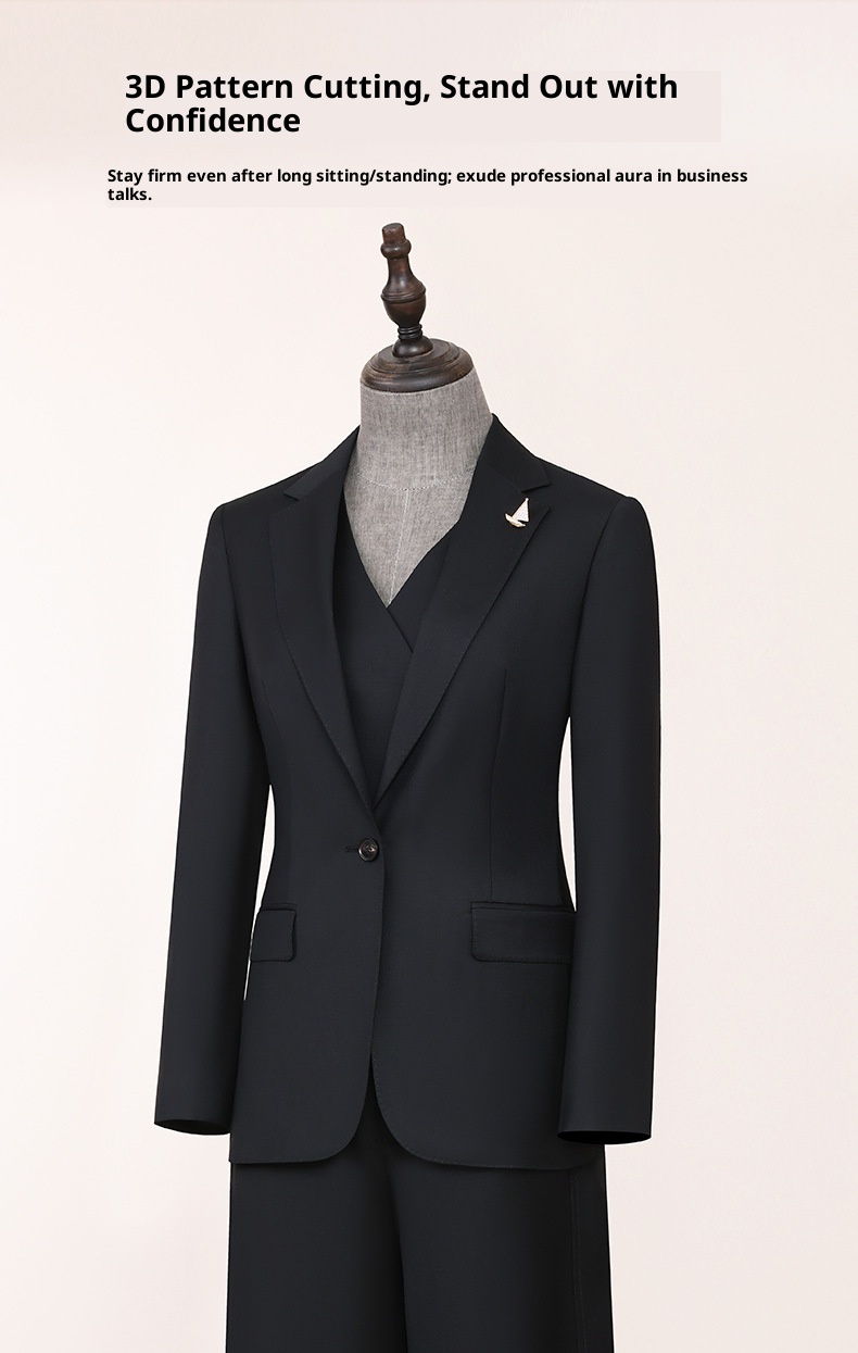 ChicShe New Machine Washable Wool Blazer For Women, High-End Business Suit With Draped Wide-Leg Pants, Professional Set_voghion.com