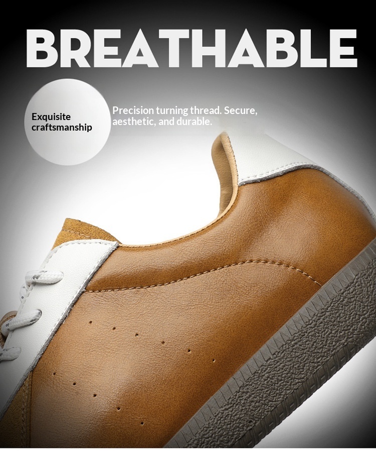 Glide 2025 Spring New Genuine Leather Trendy Niche Flat Sports Casual Versatile Sneakers Men's Retro German Training Shoes_voghion.com