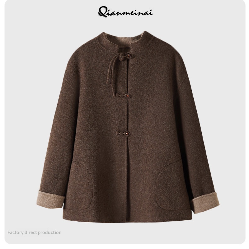 2025 Autumn Winter New Woolen Overcoat For Women, Women's Clothing, Women's Chinese Style Elegant Double-Sided Wool Coat_voghion.com