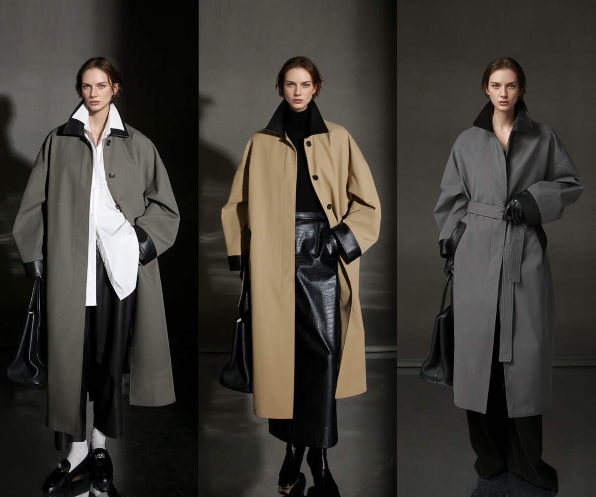 25. Frühjahr/Herbst: Neuer klassischer Retro-Trenchcoat mit lockerer, einreihiger Passform und Patchwork-Kragen – High-End Casual_voghion.com