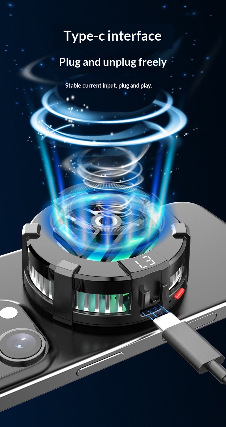 Digitex Mobile Phone Cooler Semiconductor True Game No Frame Drops Magnetic Back Clip Fan Rapid Cooling Black Technology_voghion.com