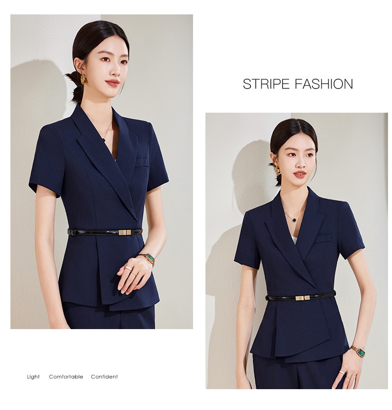 ChicShe Abito estivo sottile a maniche corte professionale per donna Elegante uniforme da receptionist di hotel, abbigliamento da lavoro per negozi di gioielli_voghion.com