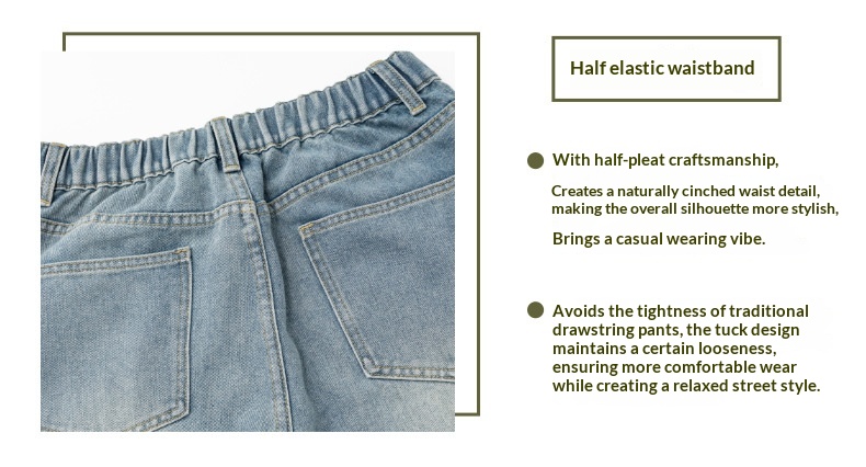 boy Boy Boy American Retro Washed Flared Jeans For Men Spring Summer New Loose Half Elastic Waist Bell Bottom Pants_voghion.com