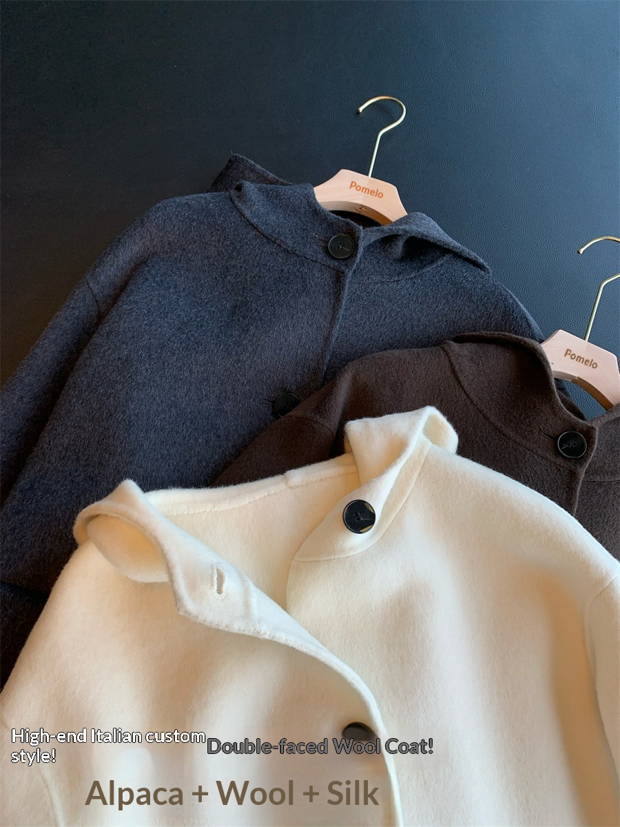 Women's Clothing Women's Clothing Heavyweight Practical!Alpaca Silk Double-Sided Wool Hooded Coat Short Woolen Overcoat G070507_voghion.com