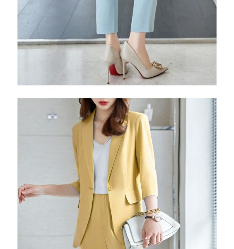 ChicShe Lightweight Women's Suit Summer Casual Elegant Fashion Professional Workwear Petite Blazer Two-Piece Set_voghion.com