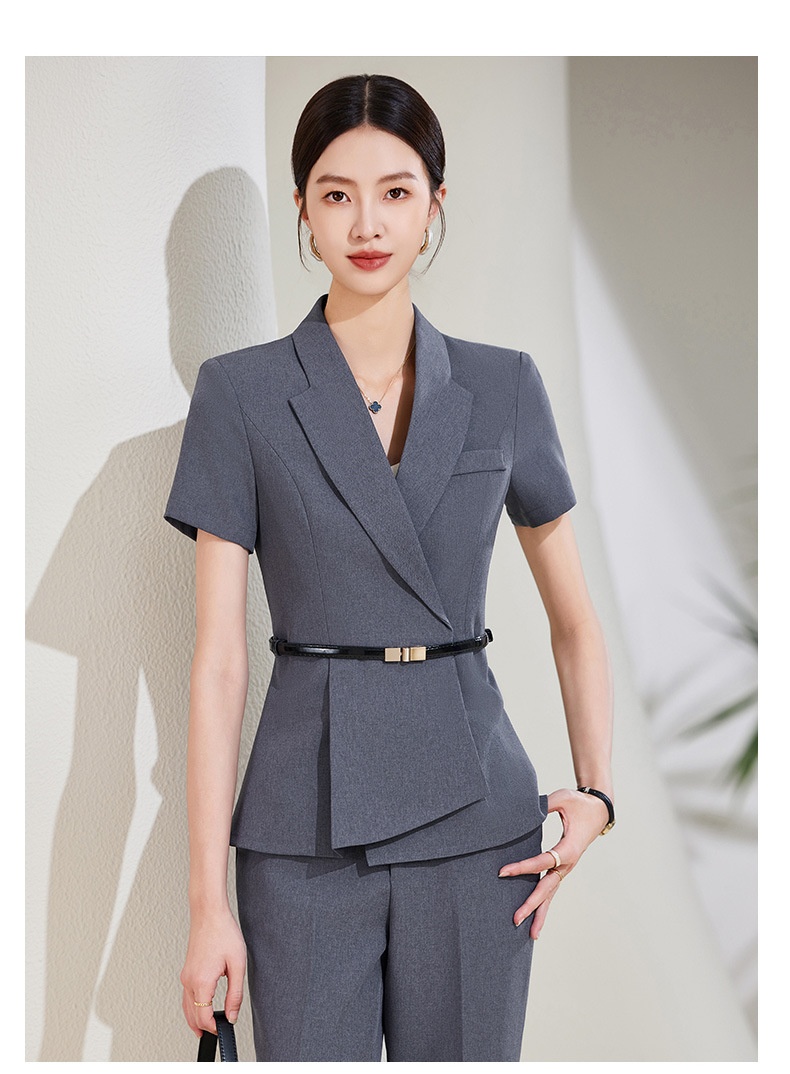 ChicShe Abito estivo sottile a maniche corte professionale per donna Elegante uniforme da receptionist di hotel, abbigliamento da lavoro per negozi di gioielli_voghion.com