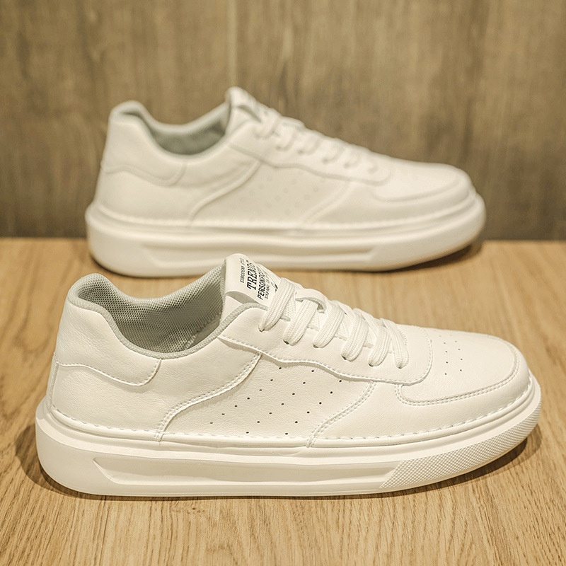 Glide Men's 2025 New Spring Versatile Breathable Leather Casual White Sneakers Non-Slip Youth Sports Trend Shoes_voghion.com