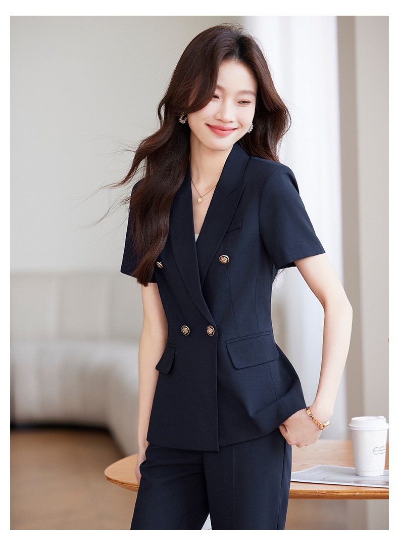 ChicShe Professional Blazer met korte mouwen voor dames, zomers dun, modieus en elegant, werkkleding voor juwelierszaken_voghion.com