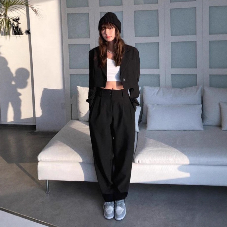 ChicShe Cross-Border Set Europees en Amerikaans 2025 Herfst Kort Pakjasje + Gedrapeerde Broek Voor Vrouwen Hoge Taille Afslankend_voghion.com