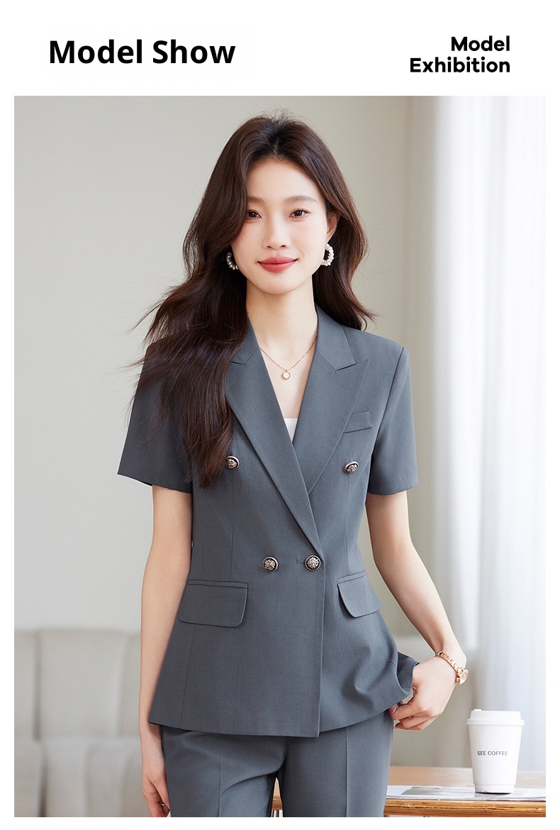 ChicShe Professional Blazer met korte mouwen voor dames, zomers dun, modieus en elegant, werkkleding voor juwelierszaken_voghion.com