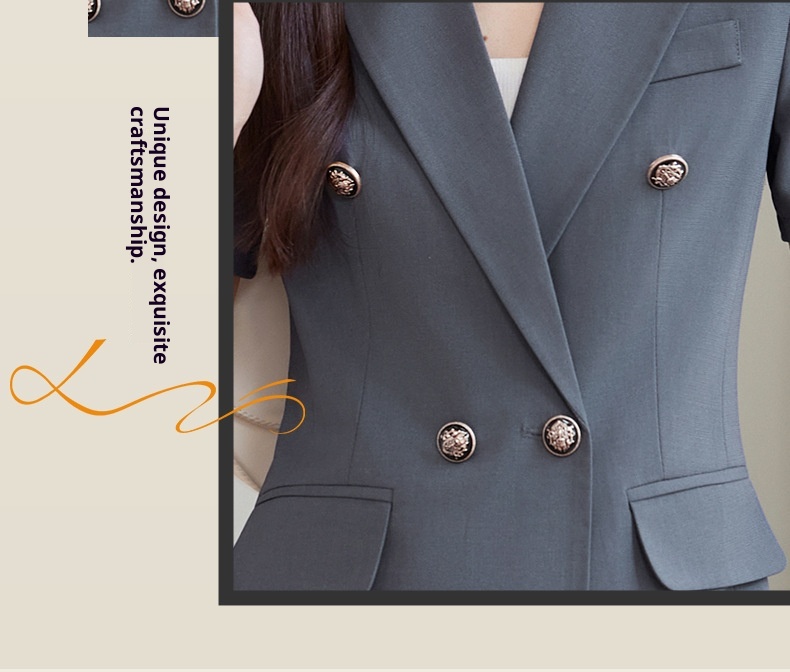 ChicShe Professional Blazer met korte mouwen voor dames, zomers dun, modieus en elegant, werkkleding voor juwelierszaken_voghion.com