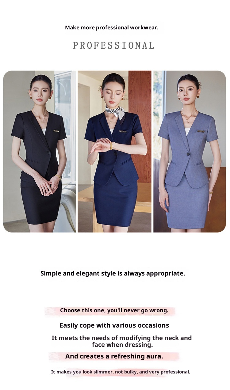 ChicShe Suit For Women Summer Elegant Professional Skirt Set Front Desk Reception Hotel Manager Workwear Jewelry Store Uniform_voghion.com