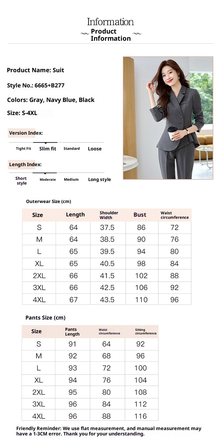 ChicShe Women's Suit Set With Feel, Slim Fit, Elegant Ruffled Hem, Professional Wear, High-End Jewelry Store Front Desk Autumn_voghion.com