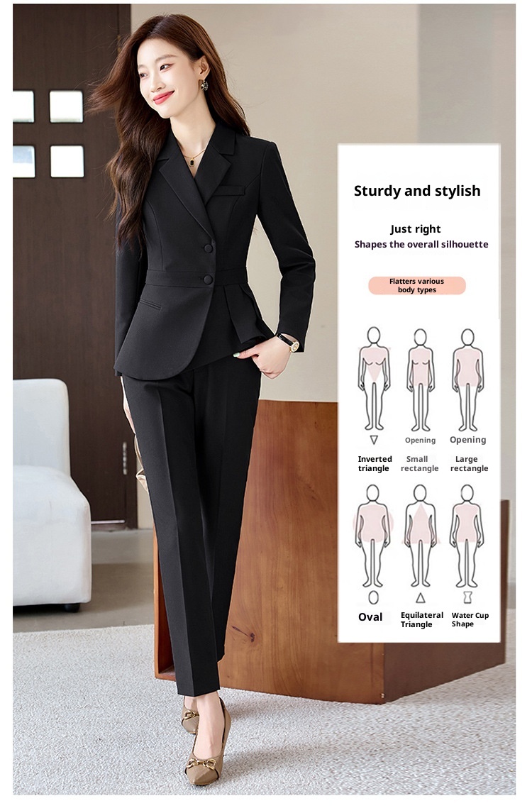 ChicShe Women's Suit Set With Feel, Slim Fit, Elegant Ruffled Hem, Professional Wear, High-End Jewelry Store Front Desk Autumn_voghion.com