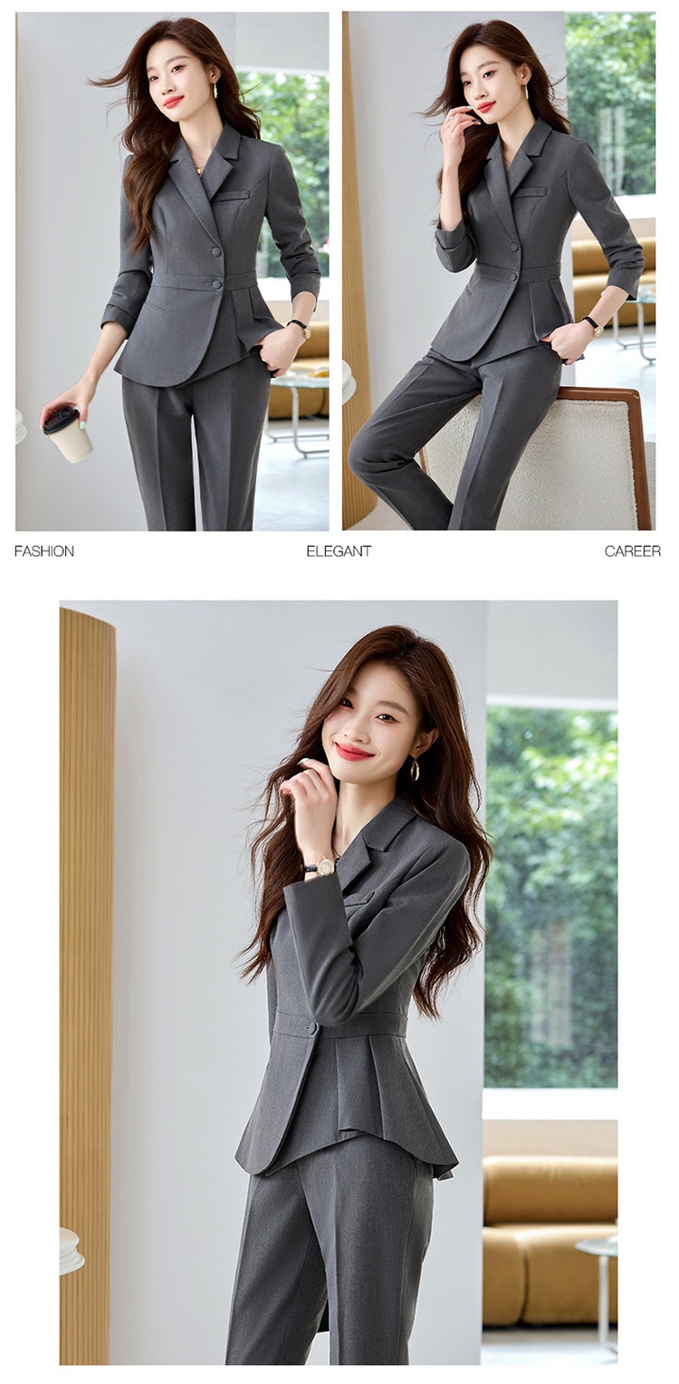 ChicShe Women's Suit Set With Feel, Slim Fit, Elegant Ruffled Hem, Professional Wear, High-End Jewelry Store Front Desk Autumn_voghion.com