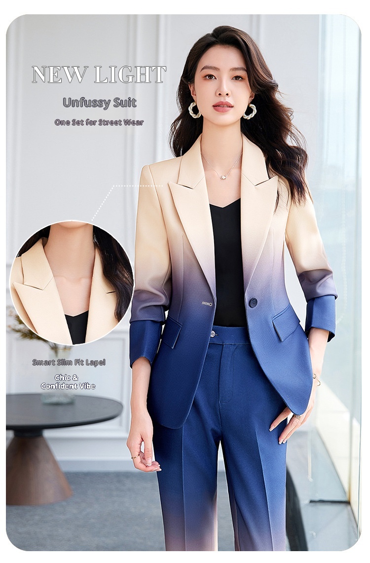 ChicShe, abito elegante da donna, professionale, con maniche lunghe, stile OL, per lavoro, autunno e inverno, colore sfumato, 2519_voghion.com