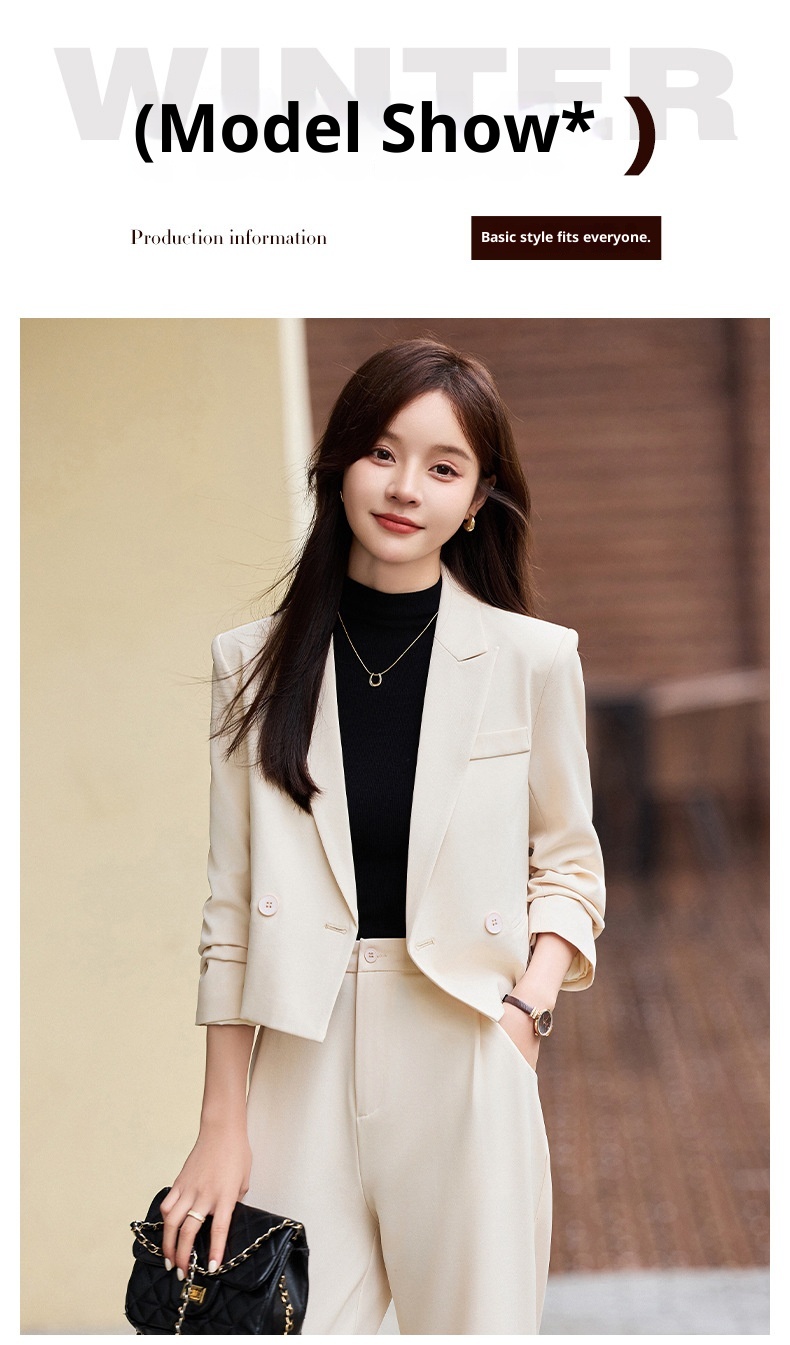 ChicShe Grigio Corto Primavera Autunno Inverno Nuovo Professionale Casual Piccolo Blazer Giacca Donna Pantaloni Set Due Pezzi Elegante Trendy_voghion.com