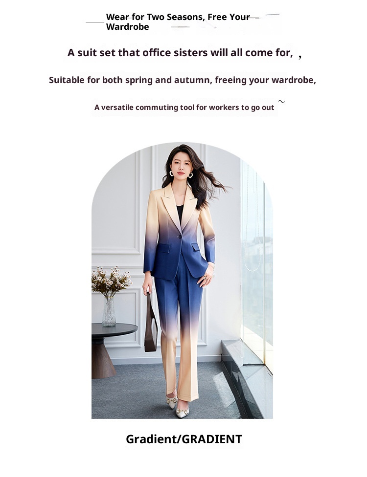 ChicShe, abito elegante da donna, professionale, con maniche lunghe, stile OL, per lavoro, autunno e inverno, colore sfumato, 2519_voghion.com