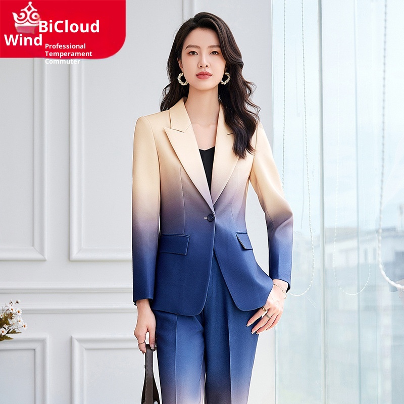 ChicShe, abito elegante da donna, professionale, con maniche lunghe, stile OL, per lavoro, autunno e inverno, colore sfumato, 2519_voghion.com