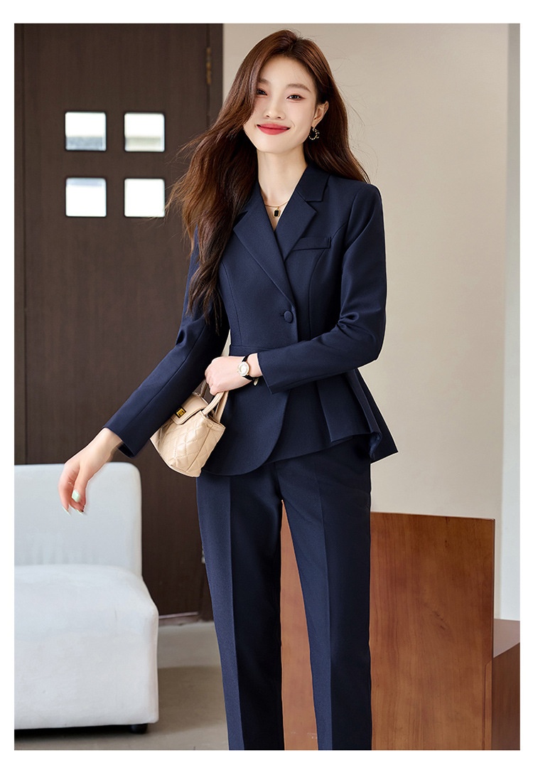 ChicShe Women's Suit Set With Feel, Slim Fit, Elegant Ruffled Hem, Professional Wear, High-End Jewelry Store Front Desk Autumn_voghion.com