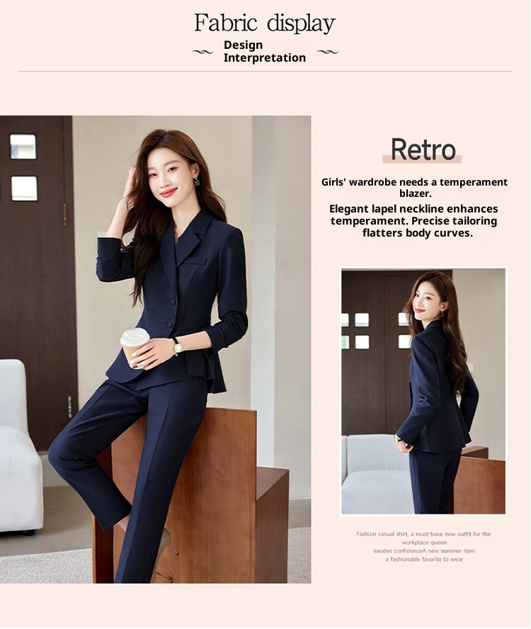 ChicShe Women's Suit Set With Feel, Slim Fit, Elegant Ruffled Hem, Professional Wear, High-End Jewelry Store Front Desk Autumn_voghion.com