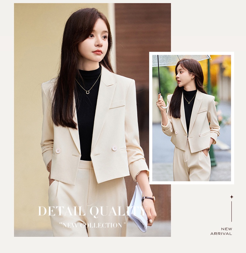 ChicShe Grigio Corto Primavera Autunno Inverno Nuovo Professionale Casual Piccolo Blazer Giacca Donna Pantaloni Set Due Pezzi Elegante Trendy_voghion.com