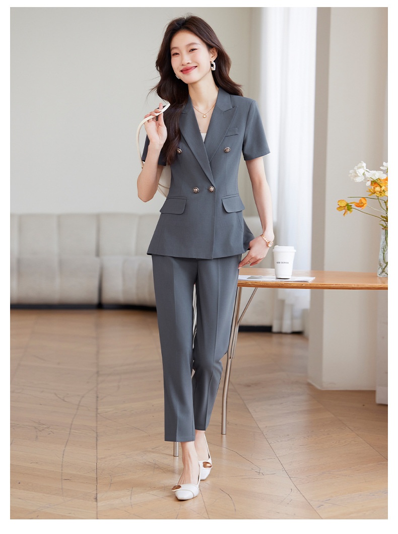 ChicShe Professional Blazer met korte mouwen voor dames, zomers dun, modieus en elegant, werkkleding voor juwelierszaken_voghion.com