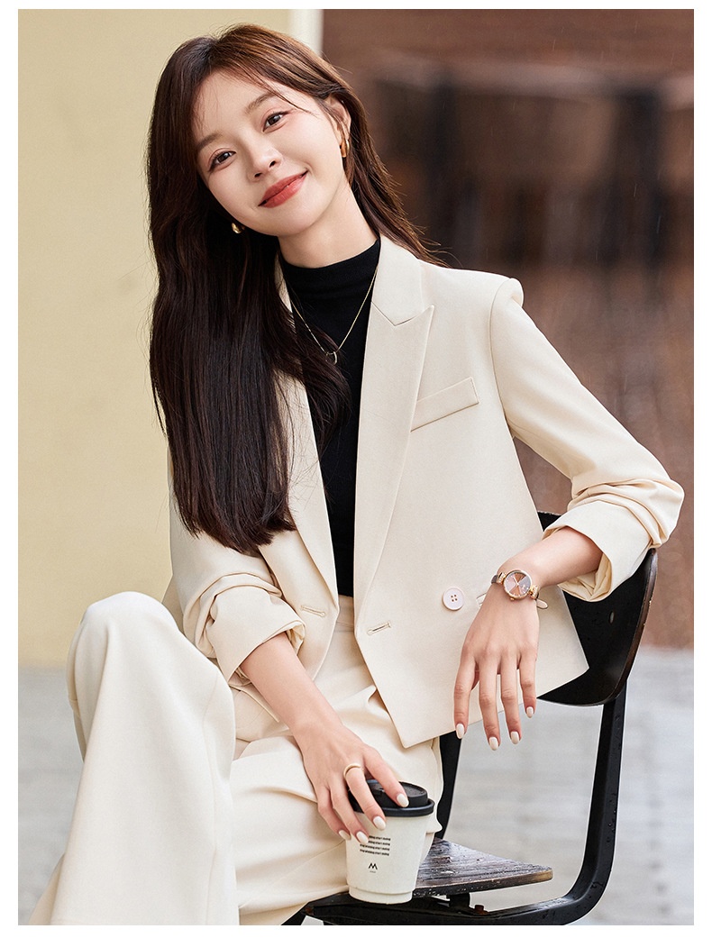 ChicShe Grigio Corto Primavera Autunno Inverno Nuovo Professionale Casual Piccolo Blazer Giacca Donna Pantaloni Set Due Pezzi Elegante Trendy_voghion.com