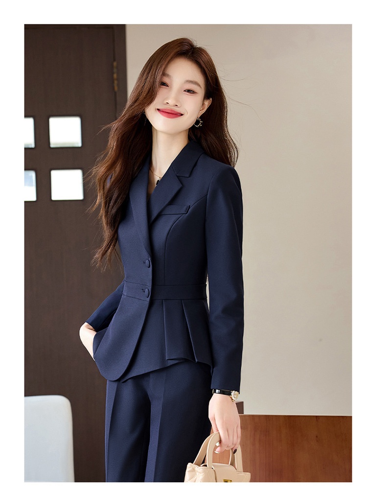 ChicShe Women's Suit Set With Feel, Slim Fit, Elegant Ruffled Hem, Professional Wear, High-End Jewelry Store Front Desk Autumn_voghion.com