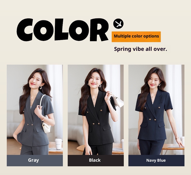 ChicShe Professional Blazer met korte mouwen voor dames, zomers dun, modieus en elegant, werkkleding voor juwelierszaken_voghion.com