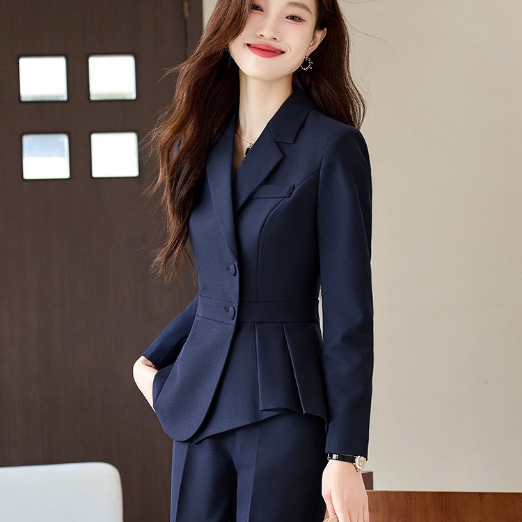 ChicShe Women's Suit Set With Feel, Slim Fit, Elegant Ruffled Hem, Professional Wear, High-End Jewelry Store Front Desk Autumn_voghion.com
