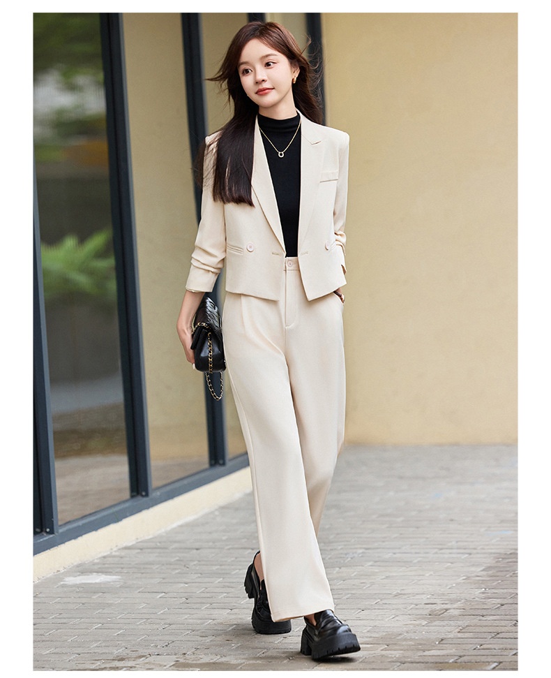 ChicShe Grigio Corto Primavera Autunno Inverno Nuovo Professionale Casual Piccolo Blazer Giacca Donna Pantaloni Set Due Pezzi Elegante Trendy_voghion.com