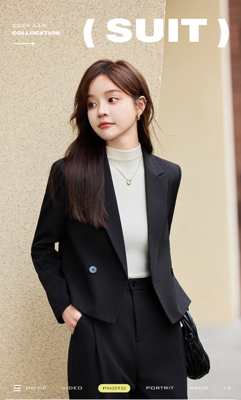 ChicShe Grigio Corto Primavera Autunno Inverno Nuovo Professionale Casual Piccolo Blazer Giacca Donna Pantaloni Set Due Pezzi Elegante Trendy_voghion.com