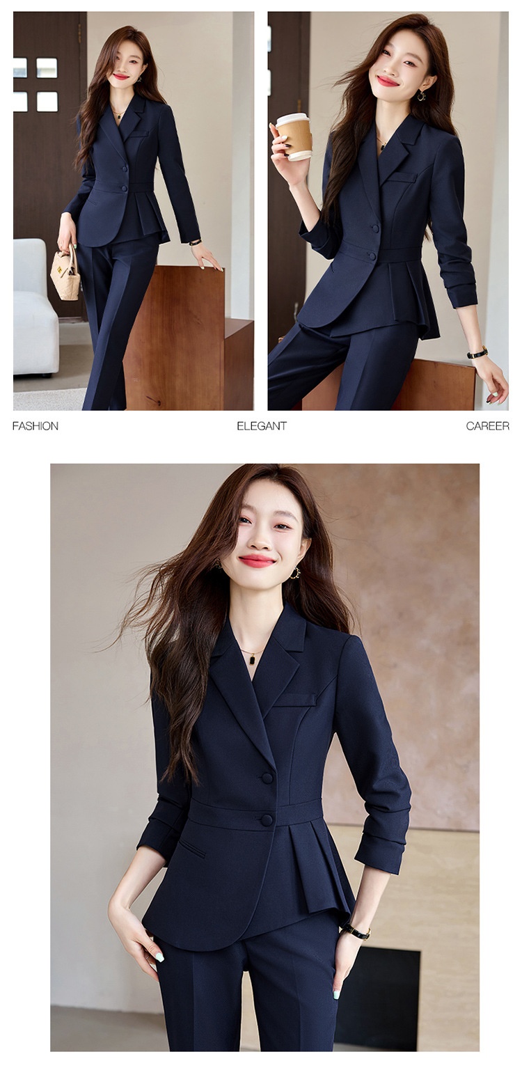ChicShe Women's Suit Set With Feel, Slim Fit, Elegant Ruffled Hem, Professional Wear, High-End Jewelry Store Front Desk Autumn_voghion.com