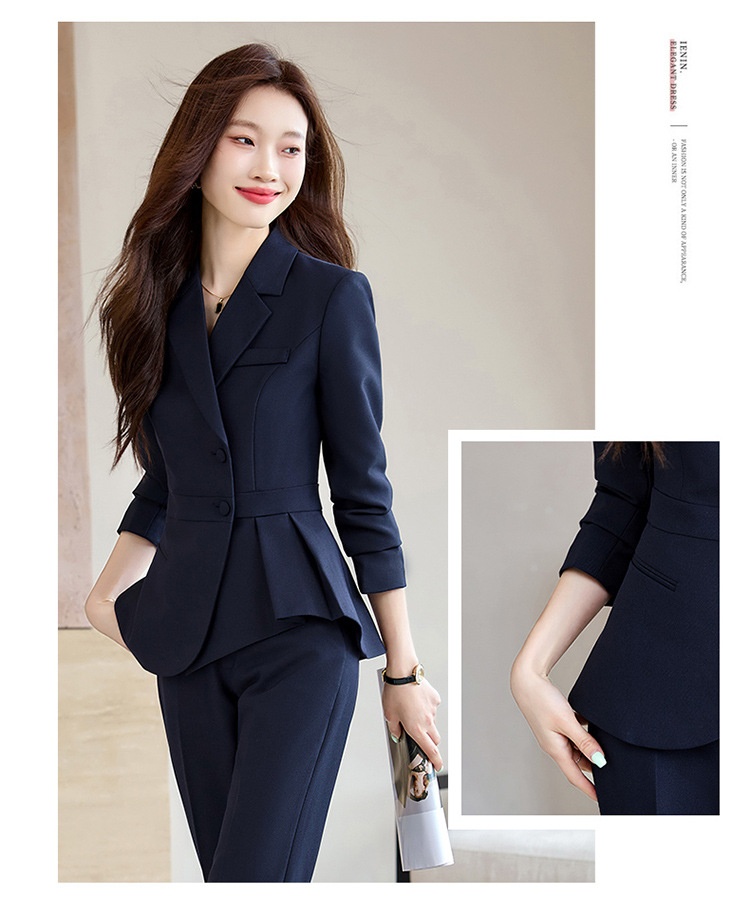 ChicShe Women's Suit Set With Feel, Slim Fit, Elegant Ruffled Hem, Professional Wear, High-End Jewelry Store Front Desk Autumn_voghion.com