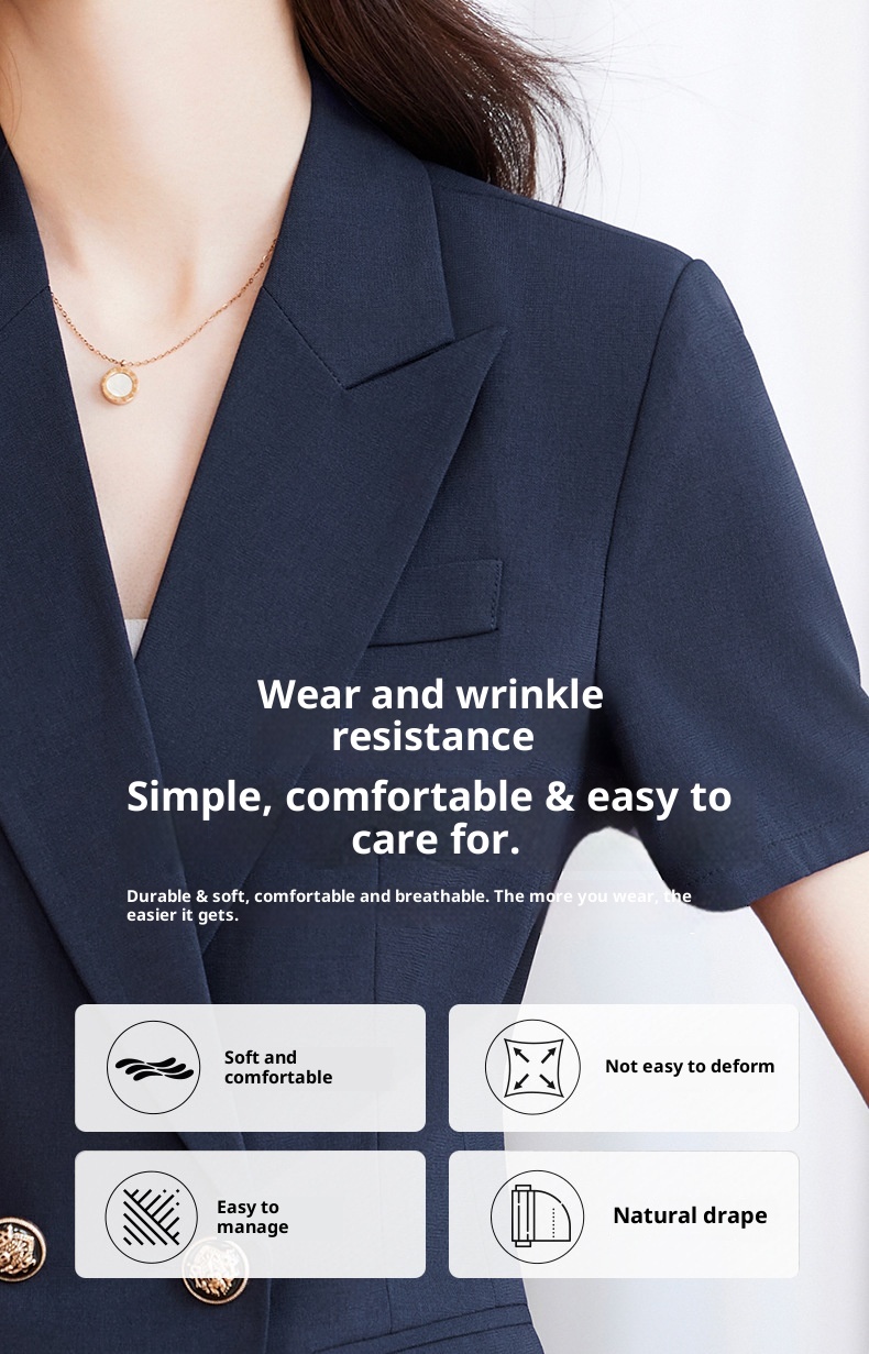 ChicShe Professional Blazer met korte mouwen voor dames, zomers dun, modieus en elegant, werkkleding voor juwelierszaken_voghion.com