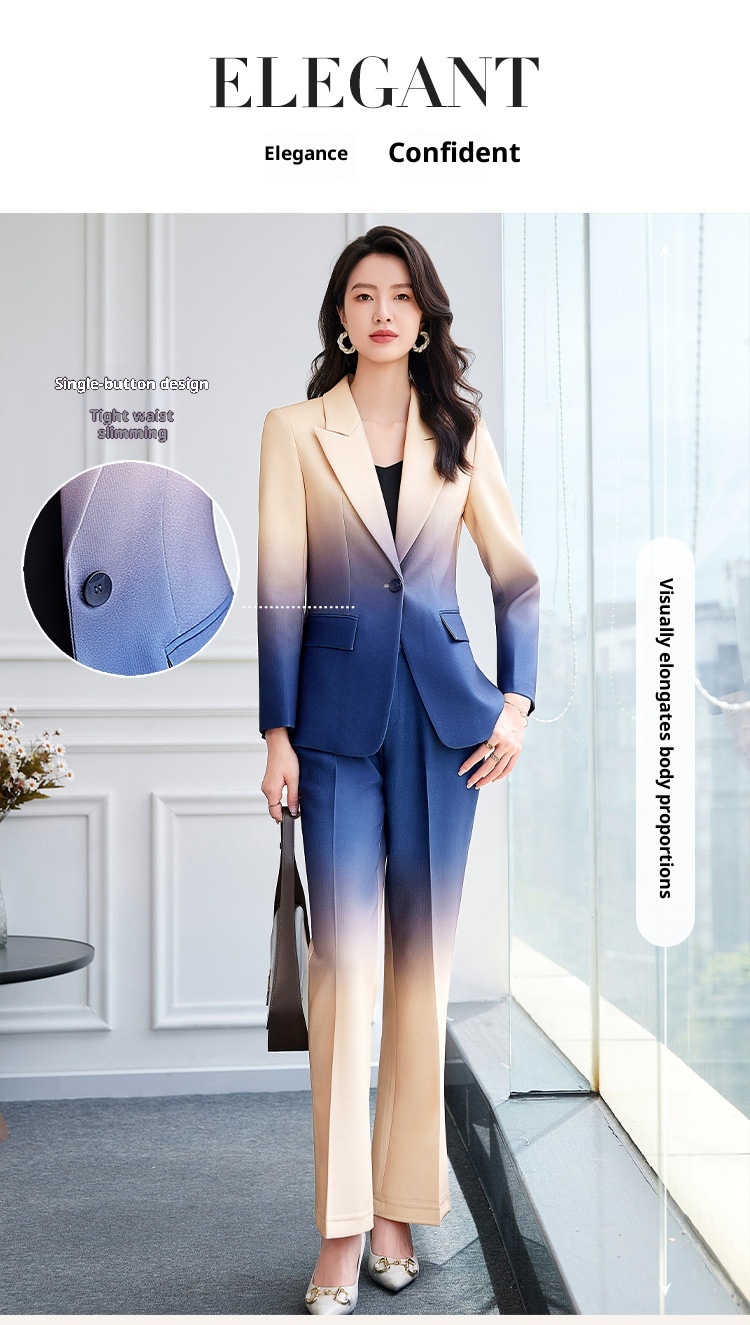 ChicShe, abito elegante da donna, professionale, con maniche lunghe, stile OL, per lavoro, autunno e inverno, colore sfumato, 2519_voghion.com