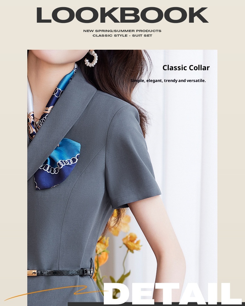 ChicShe 2025 Hotelreceptie Werkkleding Schoonheidsspecialist Werkuniform Elegante Professionele Pakset Dames Korte Mouw_voghion.com