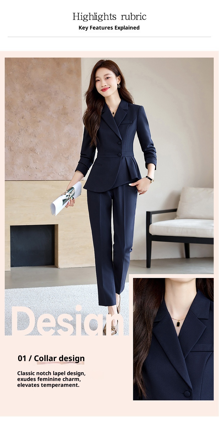 ChicShe Women's Suit Set With Feel, Slim Fit, Elegant Ruffled Hem, Professional Wear, High-End Jewelry Store Front Desk Autumn_voghion.com