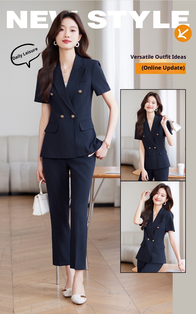 ChicShe Professional Blazer met korte mouwen voor dames, zomers dun, modieus en elegant, werkkleding voor juwelierszaken_voghion.com