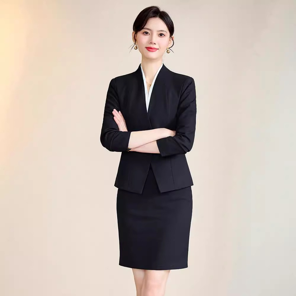 ChicShe Manufacturer Spring And Autumn Elegant Slim Fit Hotel Manager Jewelry Store Gold Shop Professional Suit Set Women's_voghion.com