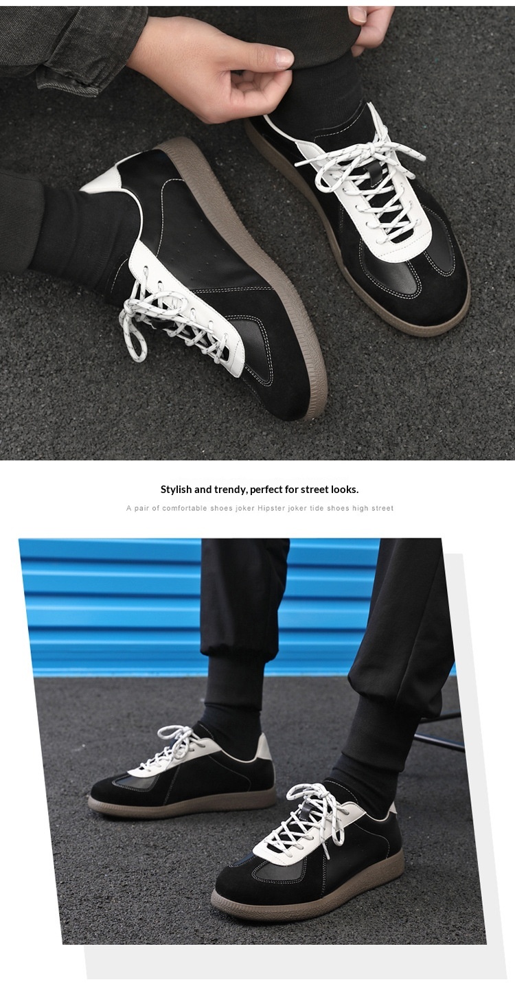 Glide 2025 Spring New Genuine Leather Trendy Niche Flat Sports Casual Versatile Sneakers Men's Retro German Training Shoes_voghion.com