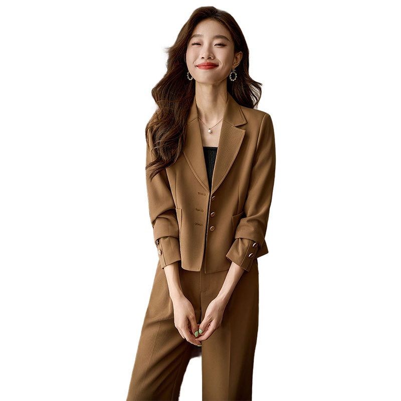 Blazer corto ChicShe da donna, manica lunga primaverile e autunnale, elegante stile pendolare, design piccolo, monopetto_voghion.com