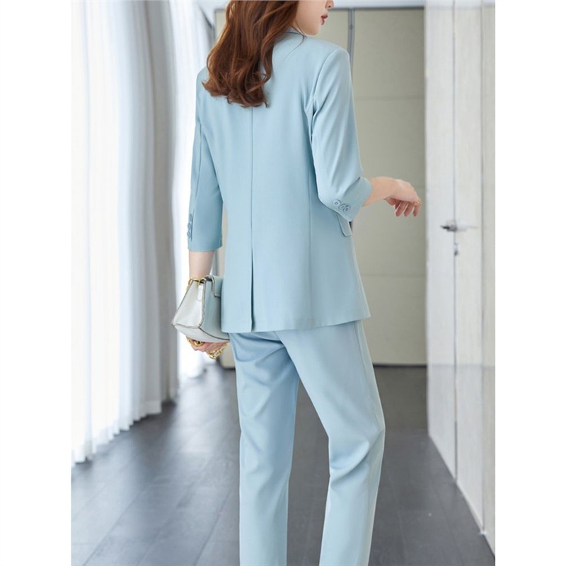 ChicShe Lightweight Women's Suit Summer Casual Elegant Fashion Professional Workwear Petite Blazer Two-Piece Set_voghion.com