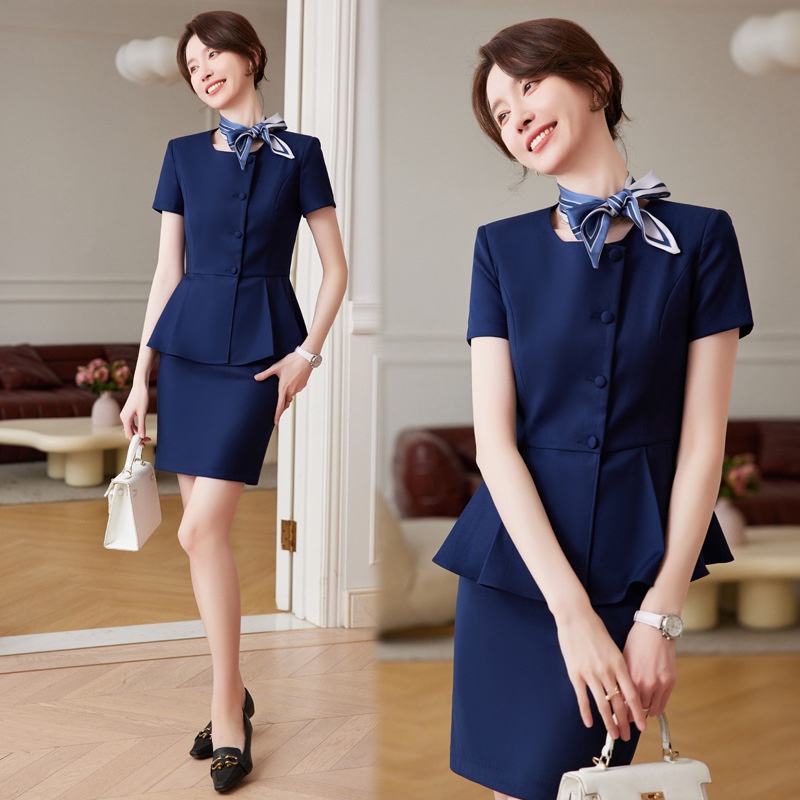 ChicShe Short Sleeve Suit Set For Women Professional Wear Summer Department Jewelry Store Sales Uniform Beautician Front Desk_voghion.com